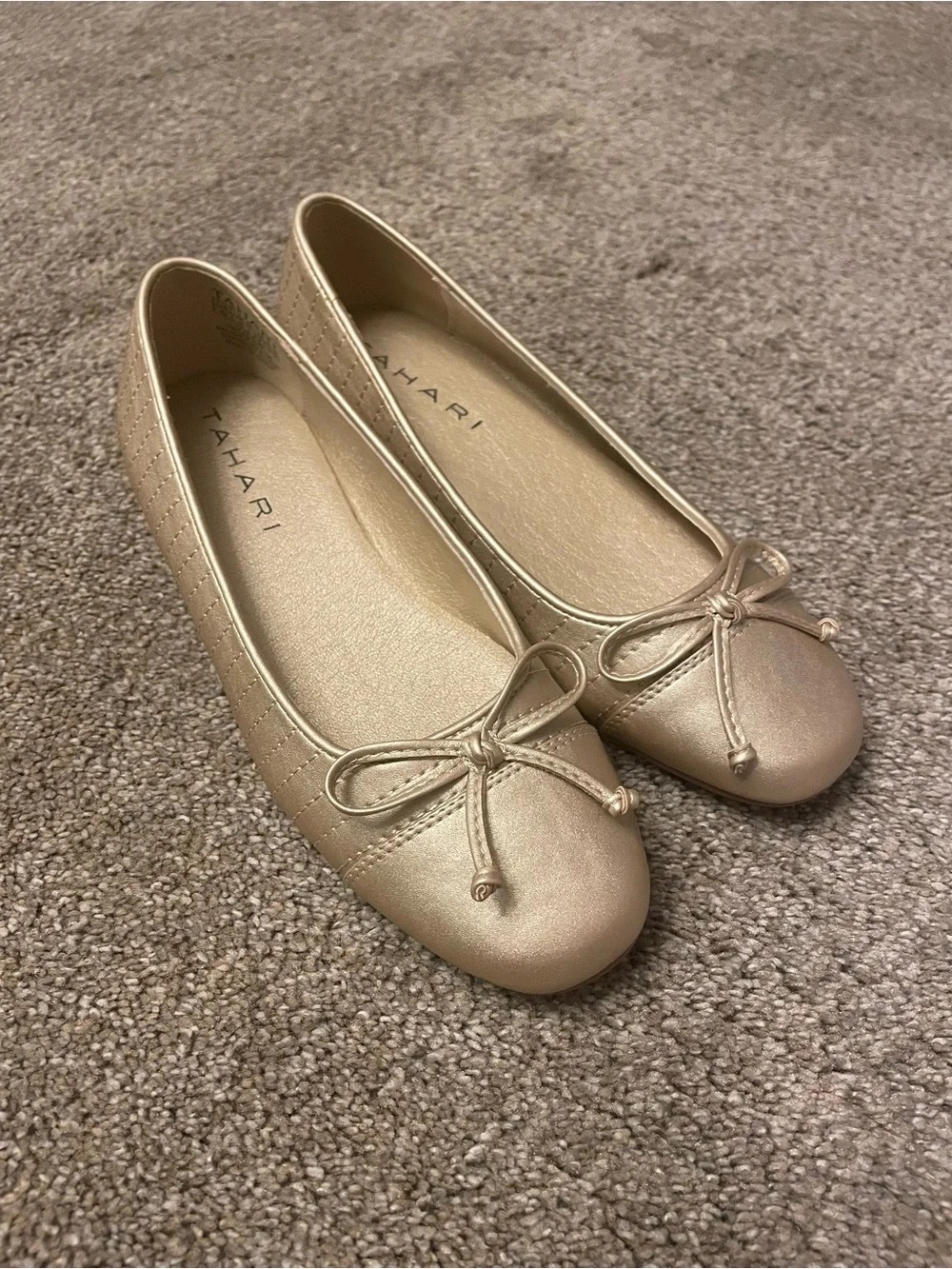 Tahari Women's Gold Ballet Flats with Bow